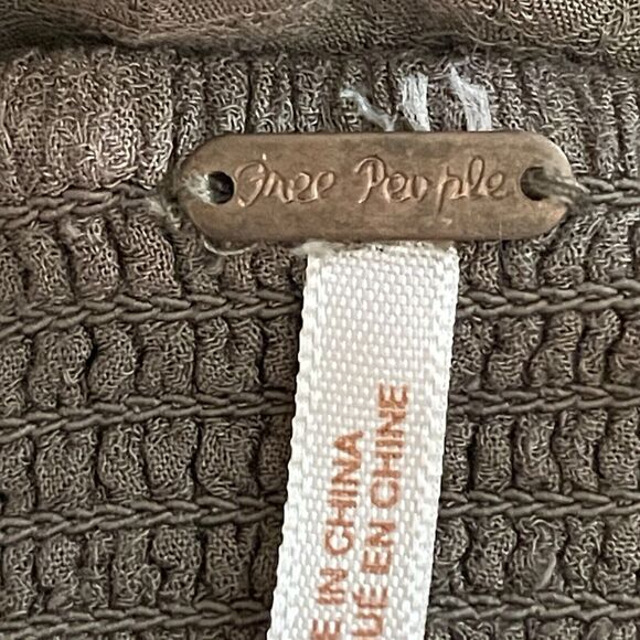 Free People Dip Dyed Full Skirt Sz S Lined Flat Front smocked Back Black Dk Tan - Picture 7 of 10